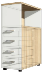 MAGNA Office Side Cabinet with Overhead Unit / 4 Drawers, Art. MTN 05