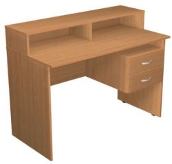 Literature Distribution Desk with Storage and Overhead Unit