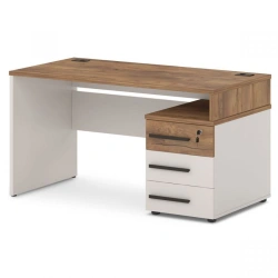 Asymmetrical Right Wooden Office Desk with Original Top Design