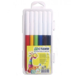 Washable Marker Set "Fun Toys" 6 Colors, Plastic Case