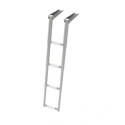 Telescopic Foldable Narrow Boat Ladder with 4 White Steps, Art. 040162WT