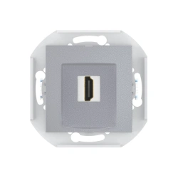 Caduceus Aling Prestige Hidden Installation Socket with Keystone HDMI Type A-A Module, Silver, Art. 60163.S