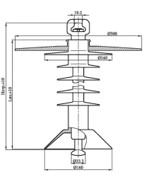 Insulator, Suspended Rod, Ribbed Silicon Rubber PСПКр 120-25/1.2-ЭЗЭ-ГП-1