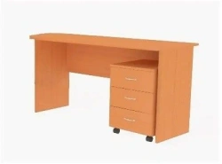 Rectangular Writing Desk with Rolling Drawer Unit