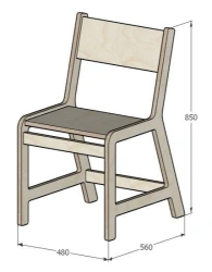 School Chair with Wooden Frame for Educational Institutions