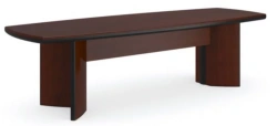 Wooden Conference Table with Curved Edges and Radial Top