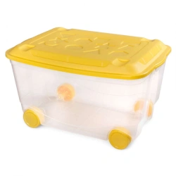 Spacious Toy Storage Box on Wheels 580x390x335 mm, 45L (Transparent)