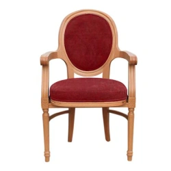 Comfortable Wooden Frame Chair with Upholstered Back and Seat, Model Hertzog