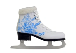 Classic White Figure Skates TREK Flowers2 with Fur Lining