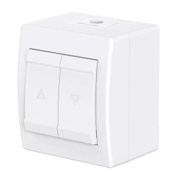 CADUCEUS ALING POWER Dual Switch for Open Wiring for Blinds Control 10A, 250V~, IP44, White, Art. 257.00