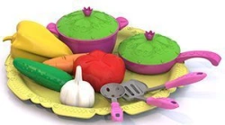 Magical Housekeeper Toy Vegetable and Kitchenware Set (12 Pieces on Tray)