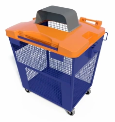 Mobile Mesh Container for Selective Waste Collection with Plastic Lid