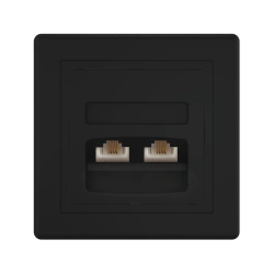 CADUCEUS ALING PRESTIGE Double Telephone Socket 2xRJ12 6P4C, Black Soft Touch, Art. 613.E1E1E1