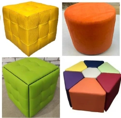 Upholstered Pouf with Frame Structure