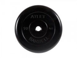 Rubber-Coated Weight Plate "Atlet", Black, 51 mm, 10 kg