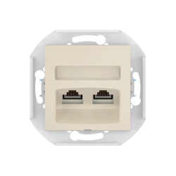 Dual Hidden Installation Computer Socket with Keystone RJ45 8P8C Cat.6 UTP, Beige, Art. 60