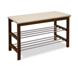 Sheffilton SR-0628 Bench with Wooden Legs and Metal Shelves