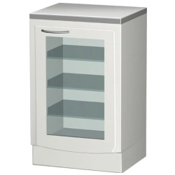 Medical Storage Table with Three Glass Shelves and Door - CE 106M