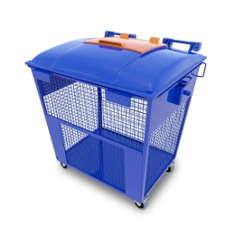 Mobile Mesh Container for Selective Waste Collection with Plastic Lid