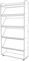 Bookshelf with Inclined Shelves for Documents and Materials
