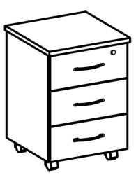 Mobile Cabinet with 3 Drawers, Lockable Top Drawer, Model 6021