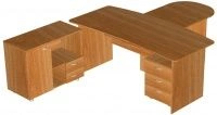 Wooden Office Furniture Set with Desk, Cabinets, and Briefing Table