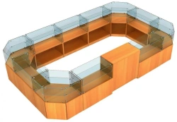 Wooden Display Furniture for Retail - Glass Shelving Unit
