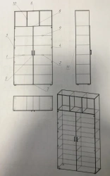 Wooden Office Bookshelf with 12 Sections, Model No. 2