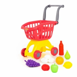 Mini Shopping Cart for Kids with 12 Toy Food Items Set