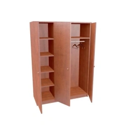 3-Door Wardrobe "Student" with 4 Shelves and Hanging Rod, 129*52*180 cm