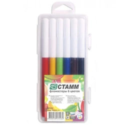 Washable Markers Set "Summer Fruits," 6 Colors, Plastic Case