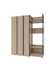 Three-Door Wardrobe with Profile Handle and Open Section on Metal Frame "MNS