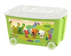 Colorful Toy Storage Box on Wheels "Mi-Mi-Mishki", 580x390x335mm, 45L