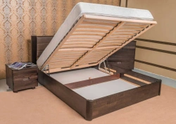 Wooden Double Bed with Lifting Mechanism by "Bashkir Furniture Factory