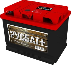 Universal Lead-Acid Starter Battery 6СТ-55VL RUSBAT+ Euro