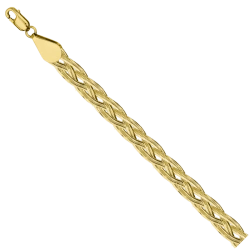 585 Gold Hand Decoration Bracelet Green Almond Braid 4 Chains NB17-271 0.35MM 24CM 11.72G