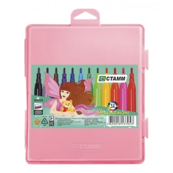 Washable Markers Set "Alice", 12 Colors, Pink Case, Euro Hang