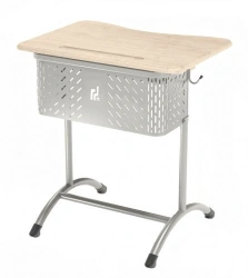 Mega Single Student Desk (Adjustable) for Ages 5-7, RAL 7004, 16mm MDF White Oak