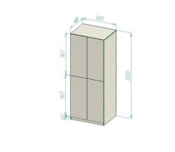 Combined Two-Door Cabinet with 4 Doors 800x600x2000