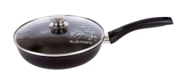 Aluminum Frying Pan with Bakelite Handle and Glass Lid 220/60-M AP