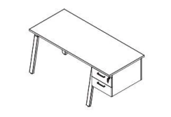 Office Desk with Cabinet - "Line" Furniture Set