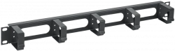 ITK 19" 1U Cable Organizer with 5 Rings, Black