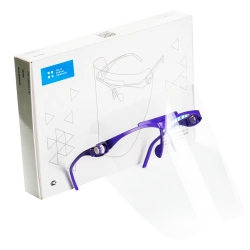 Transparent Polymer Screen "E3-CELIT" for Dental Protection, 1 Frame & 5 Shields, Purple Frame