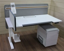 Ergonomic Office Desk with Cable Channels and Privacy Screens, OSL Series
