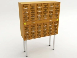 Card File Cabinet for Standard Library Cards, 48 Drawers