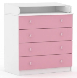 Children's Chest of Drawers Polini Kids Simple 1580, White-Pink, Art. 0001288.21