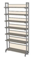 Single-Sided Library Shelf Made of 16mm Chipboard and Metal Frame