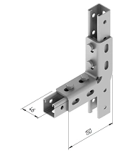 SMA 655 Mounting Angle, 46x150 mm, 5.0 mm Thick, AISI 316L Stainless Steel