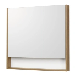Aquaton Scandi 90 White Mirror Cabinet with Rustic Oak - Model 1A252302SDZ901