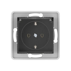 Caduceus Aling Prestige Hidden Socket with Grounding 16A, 250V, Black